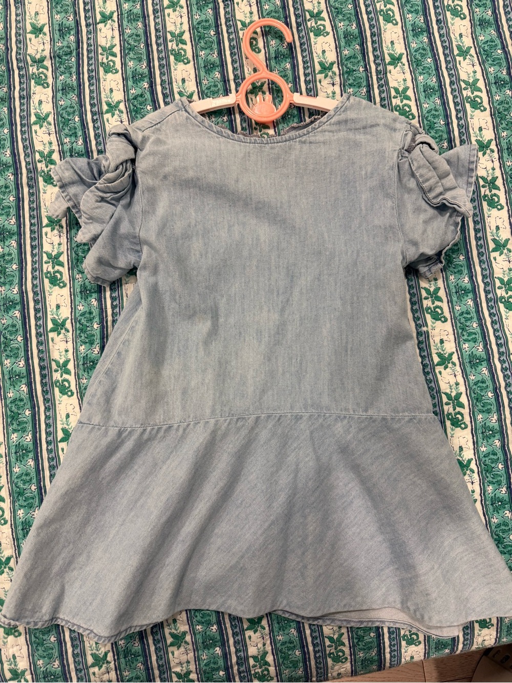 Zara 5T Light Blue Denim Ruffle Sleeve Dress
